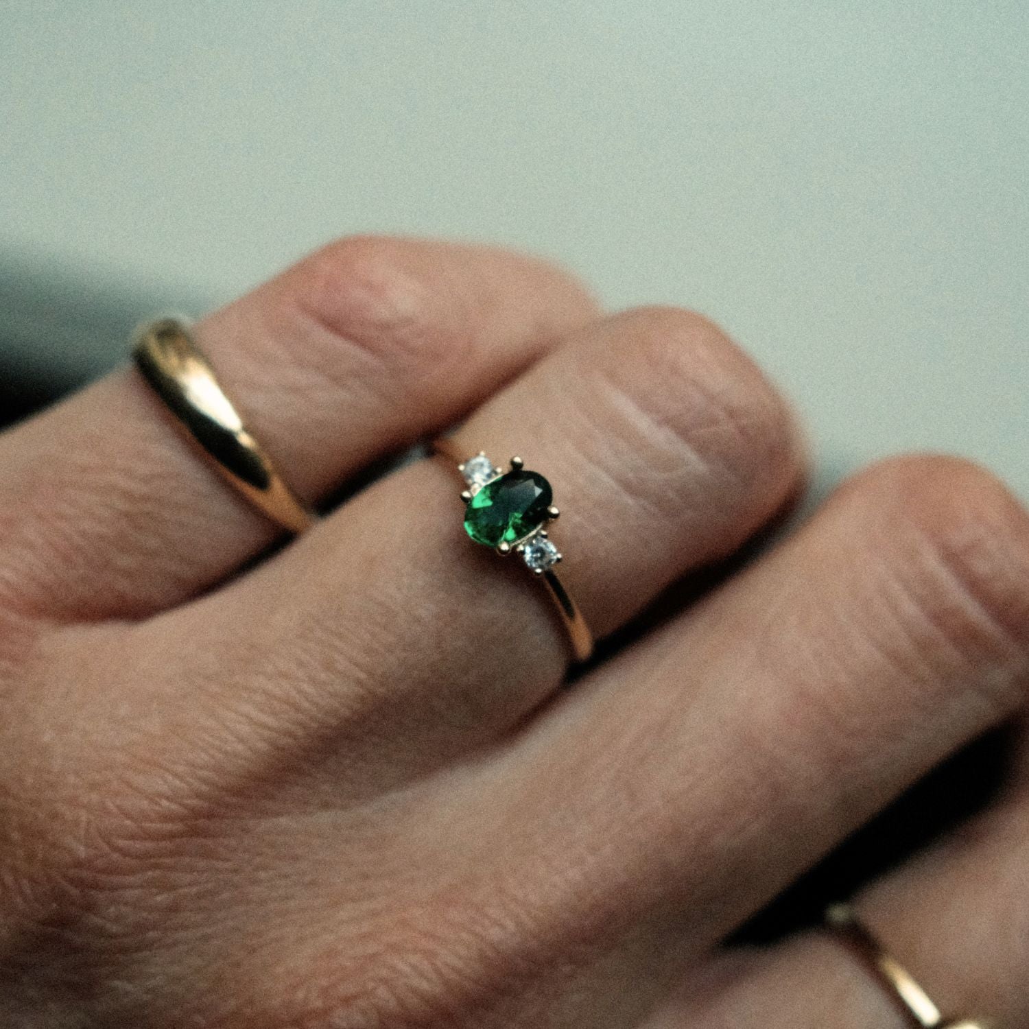 Gouden Ring met Groene Steen