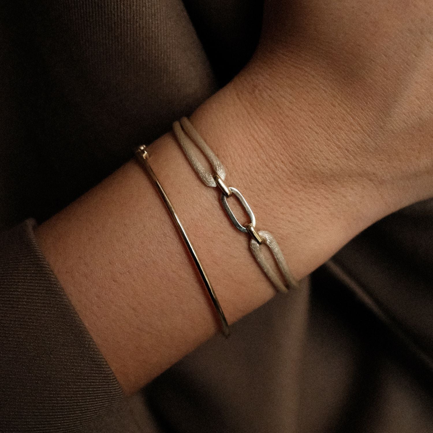 Golden Link Satin Bracelet | Oro Jewels