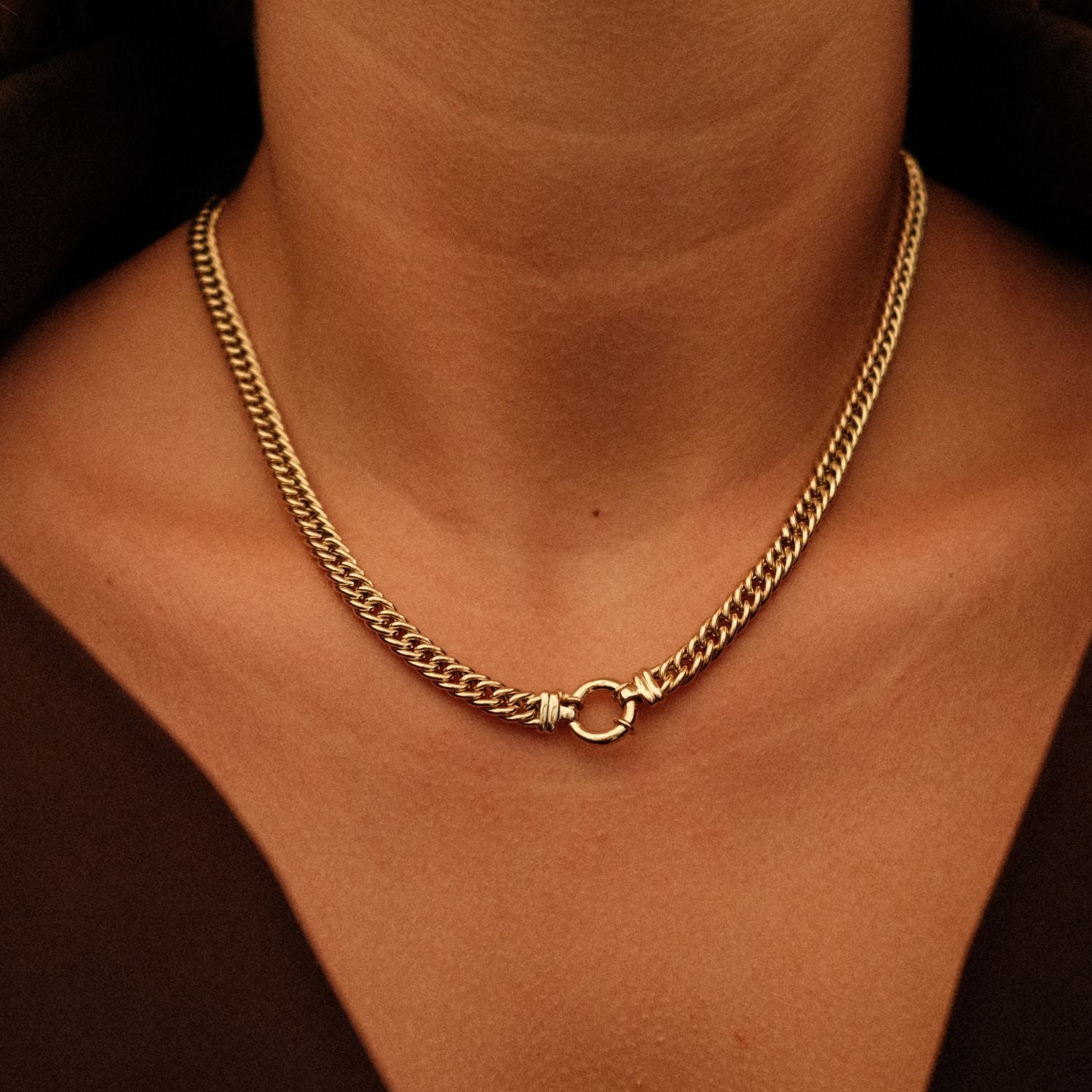 Gouden Statement Gourmet Ketting met Veerslot