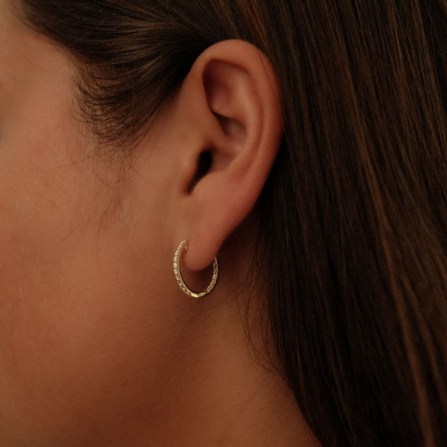 Gouden dubbele diamanten hoops