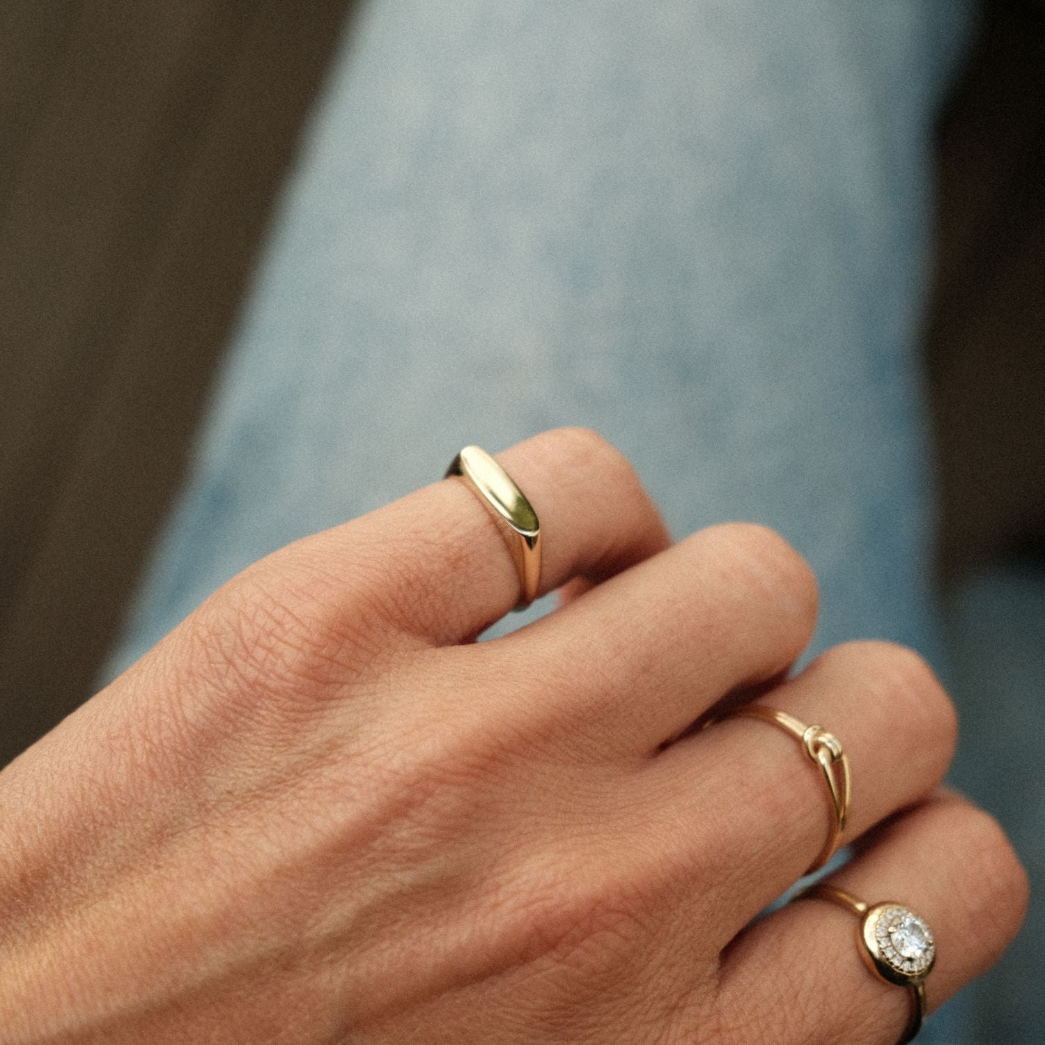 Gouden pink ring zegel 14k