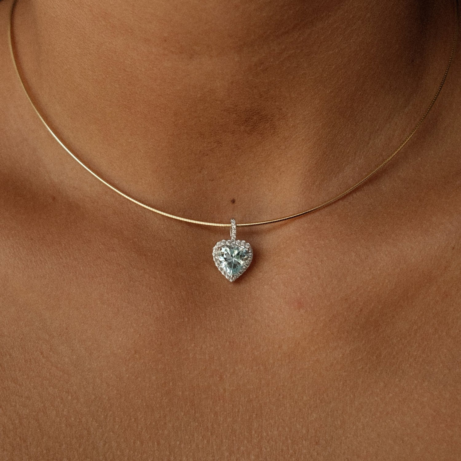 Hart hanger zilver blauw kristal