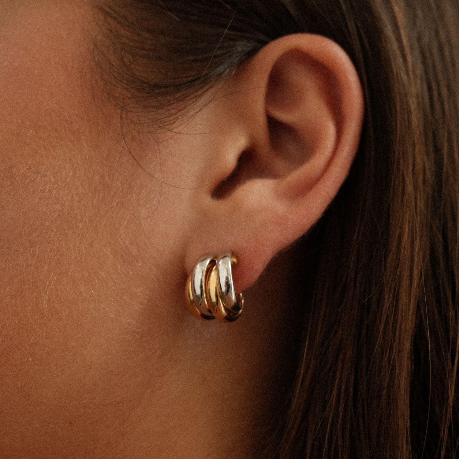 Intertwined Knot Earrings Gold and Silver