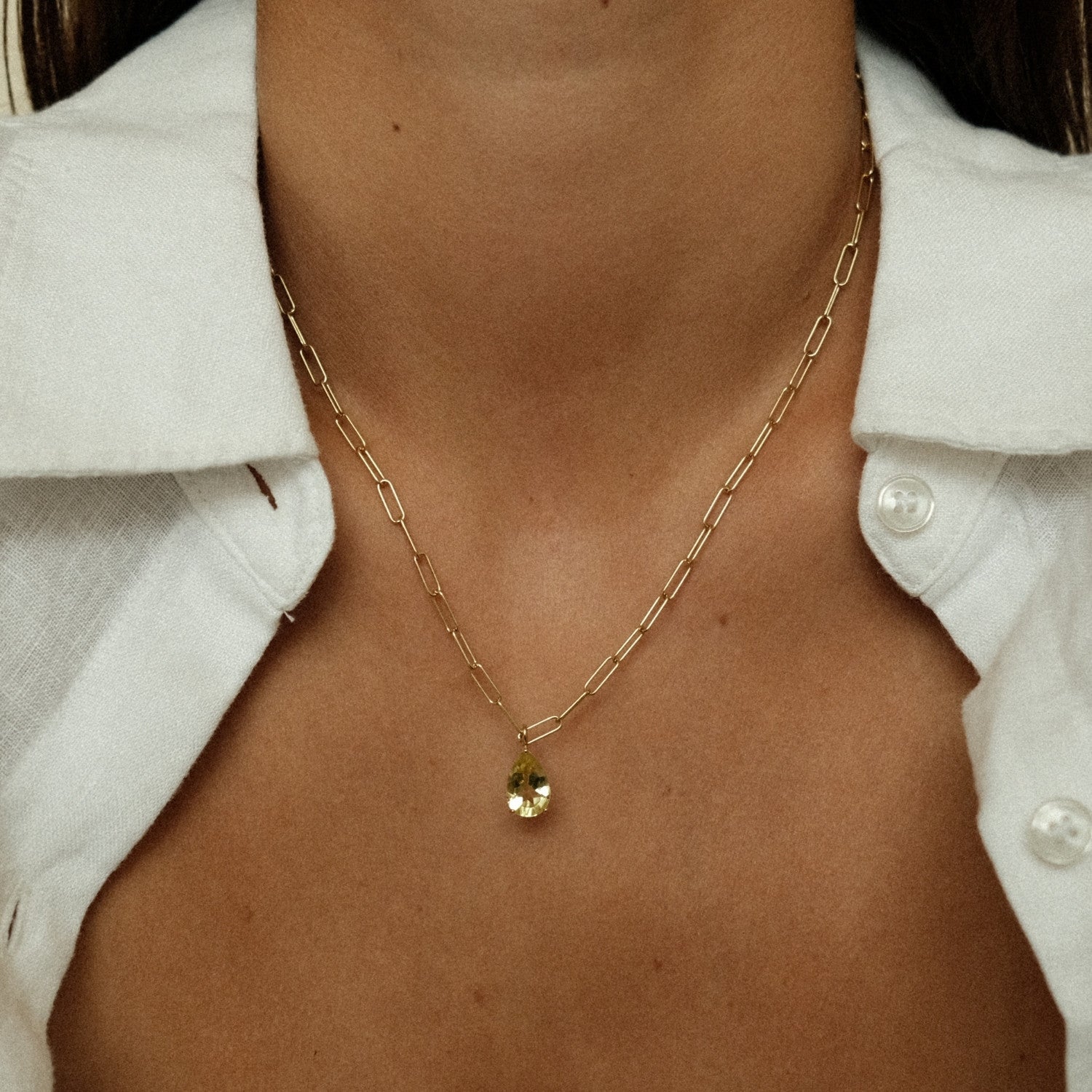 Ketting met limoen kwarts hanger