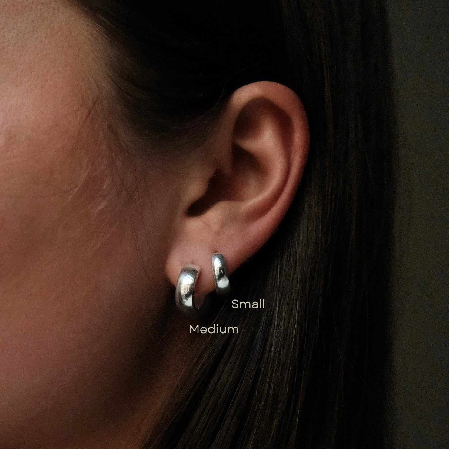 Medium en small zilveren hoops