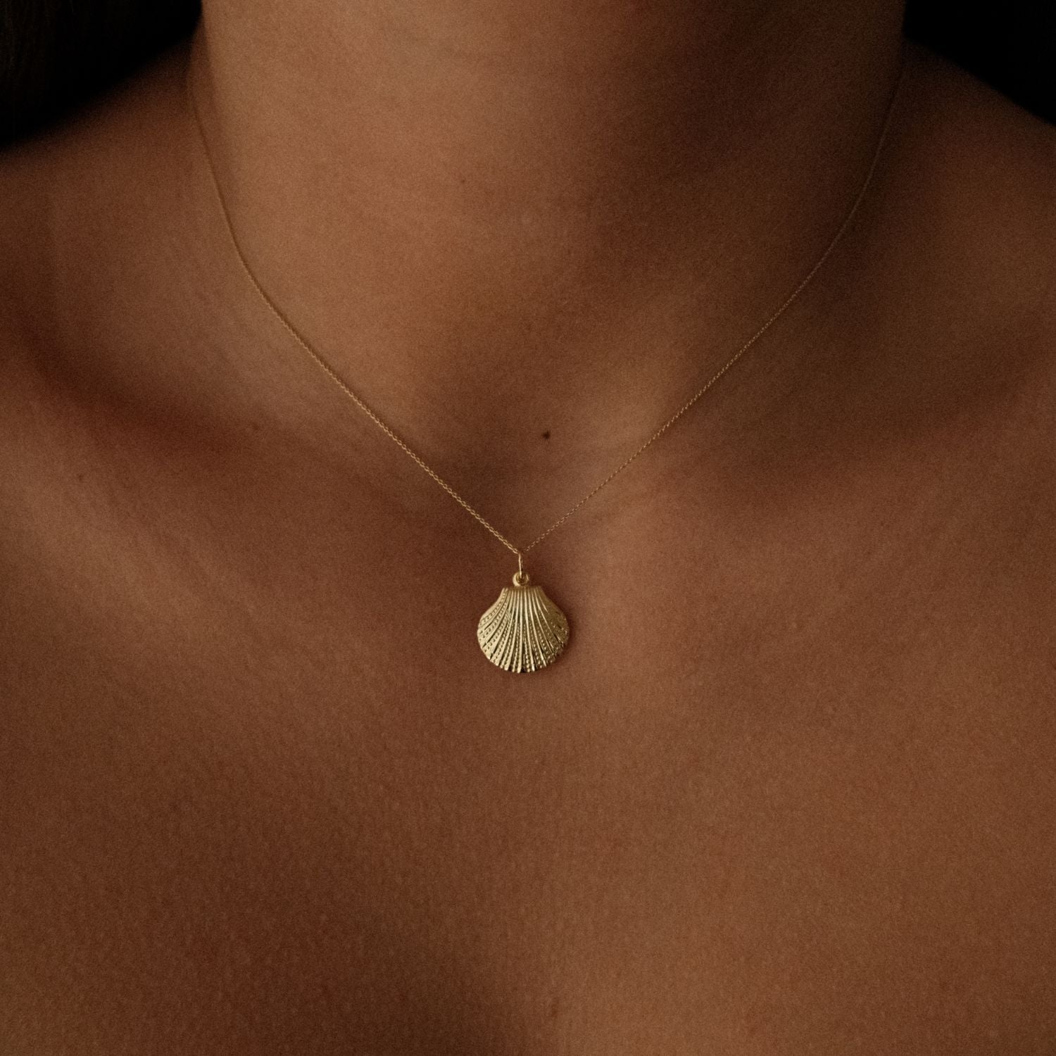 Necklace with Shell Pendant 14k Gold