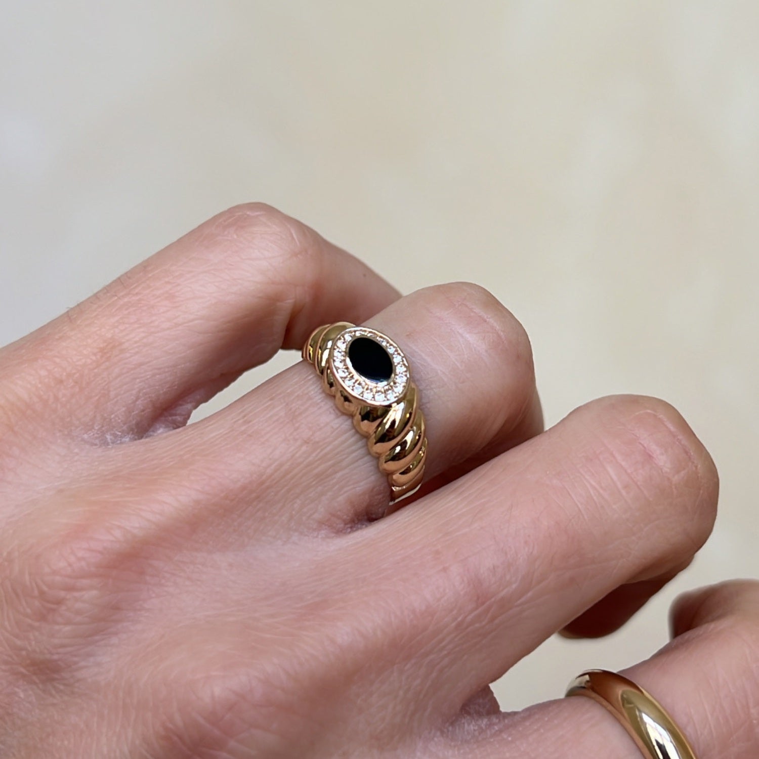 Onyx Halo Band Ring