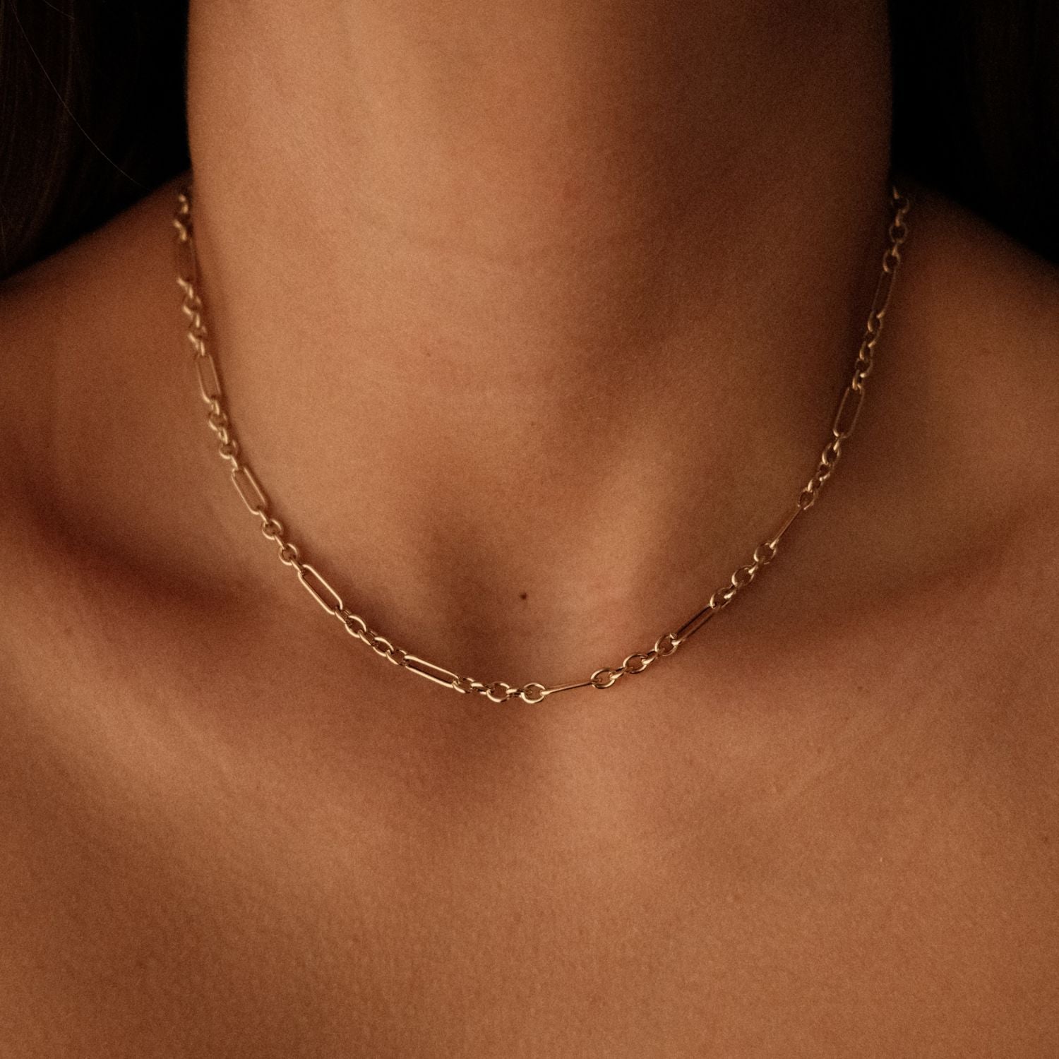 Oro Gouden Unieke Schakel Ketting 14k