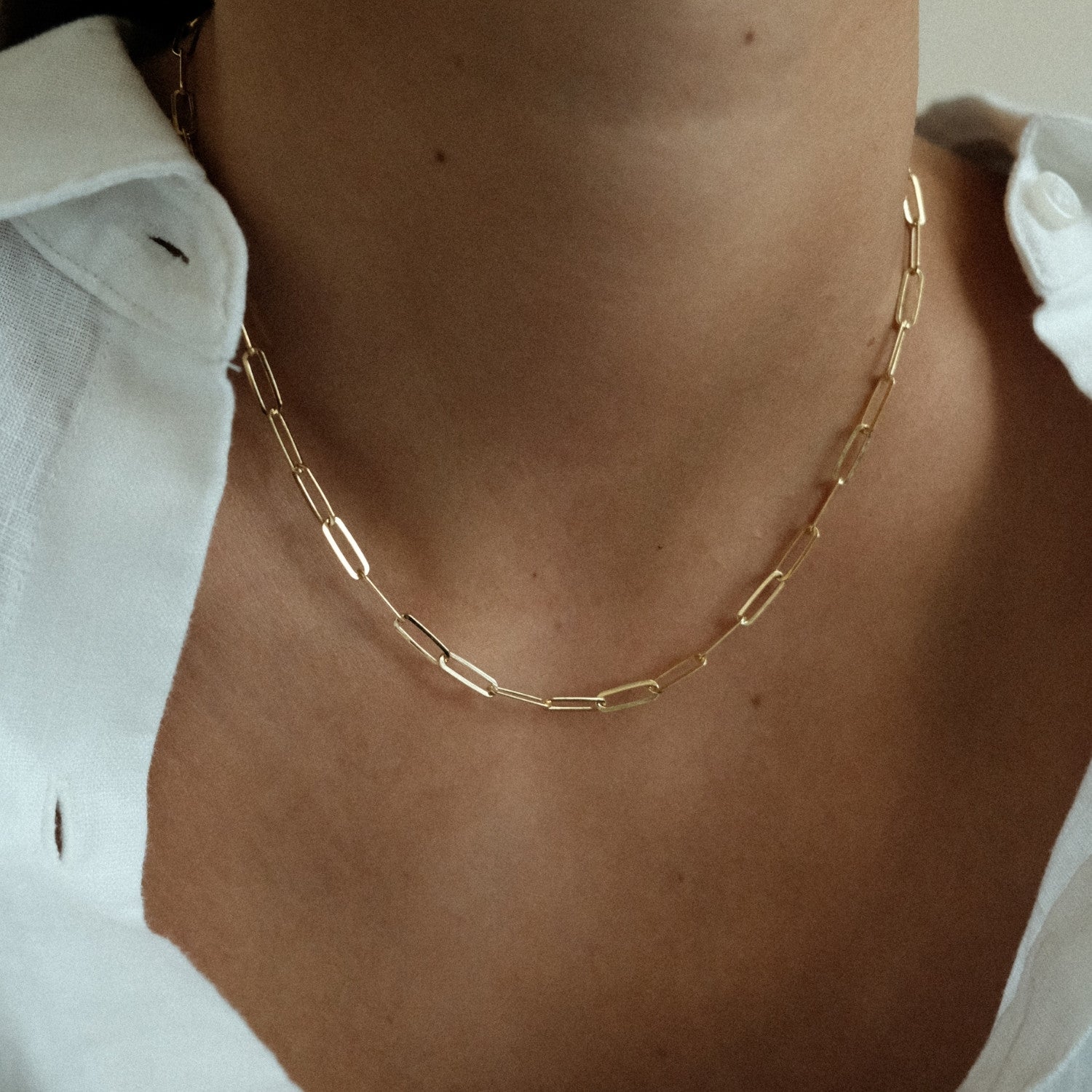 Paperclip ketting verguld