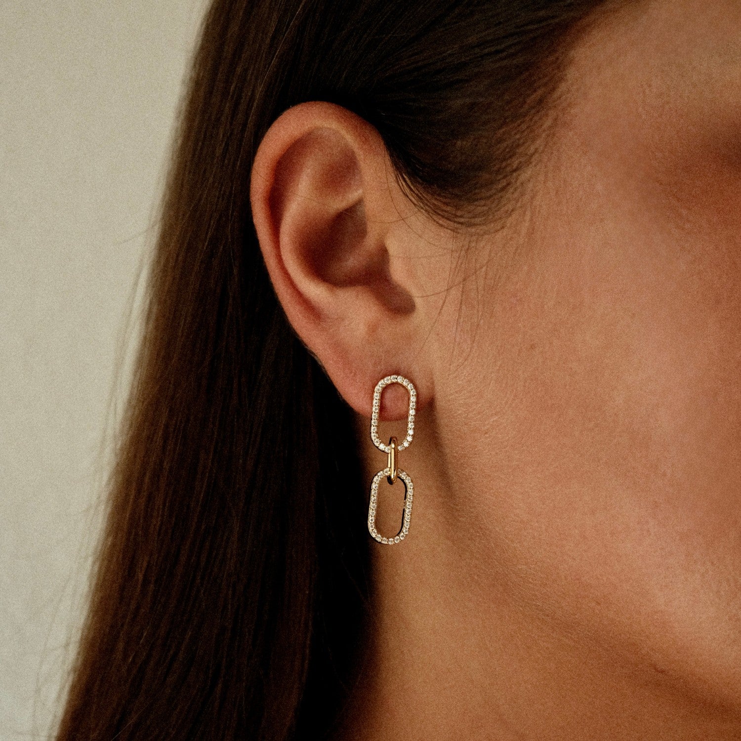 Paperclip oorbellen met steentjes