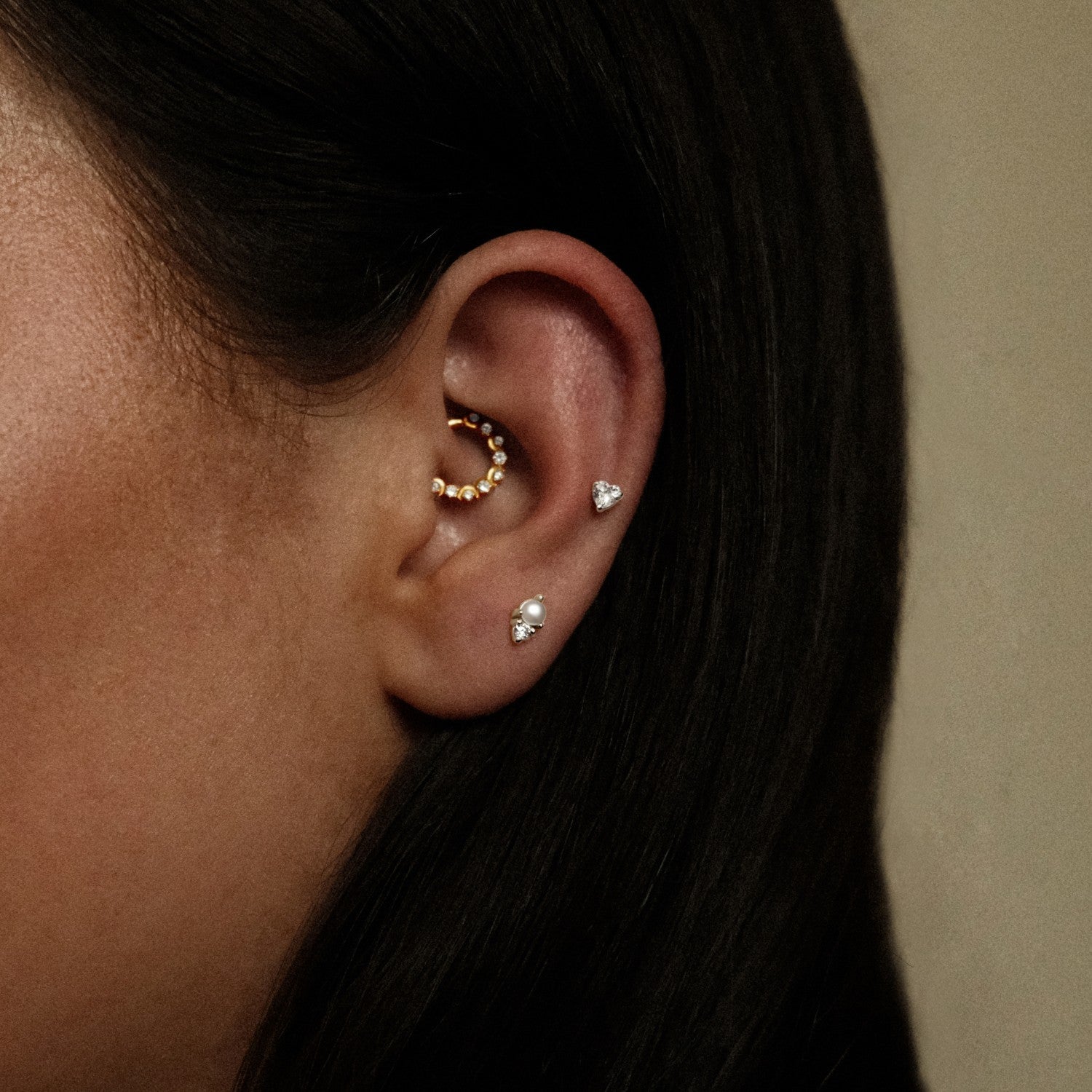 Piercings zilver hartje en parel