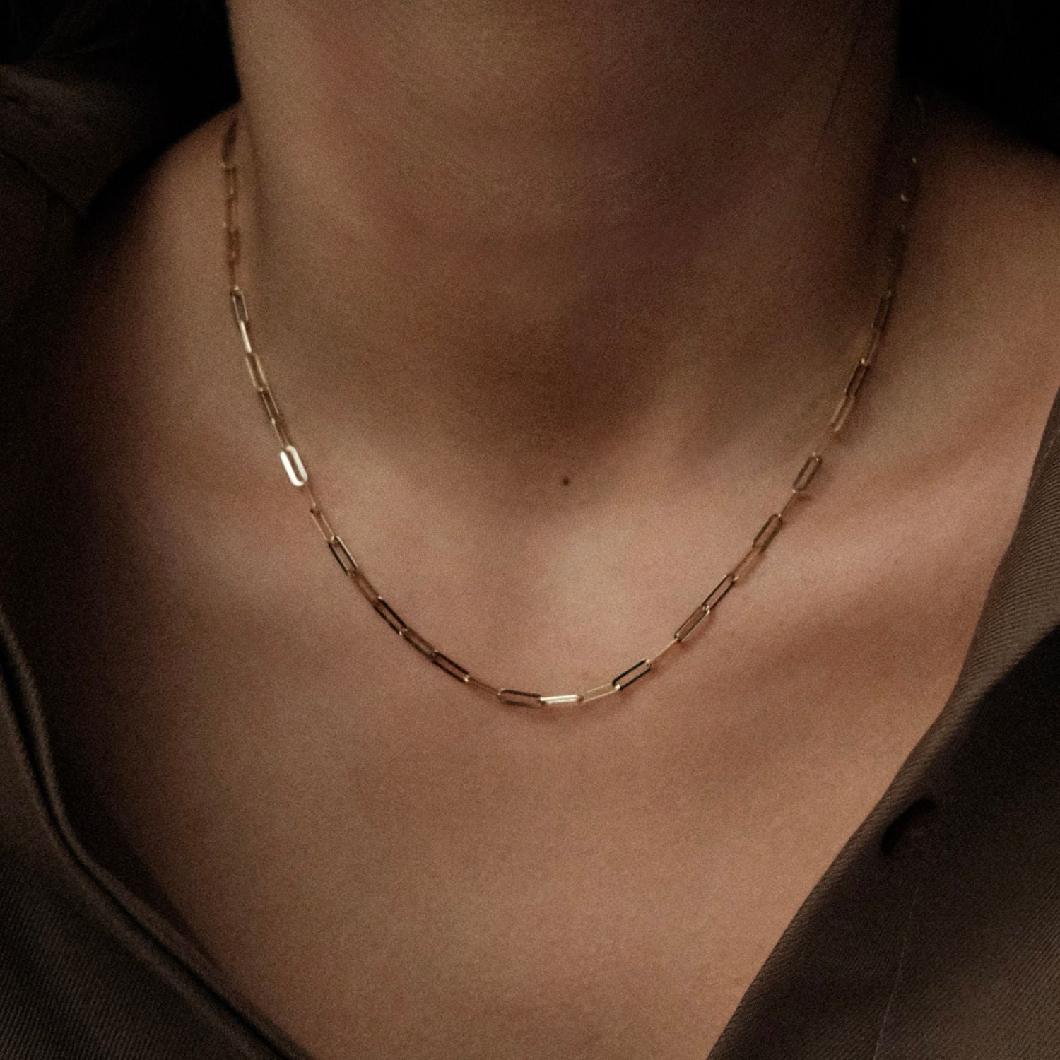 Platte gouden paperclip ketting