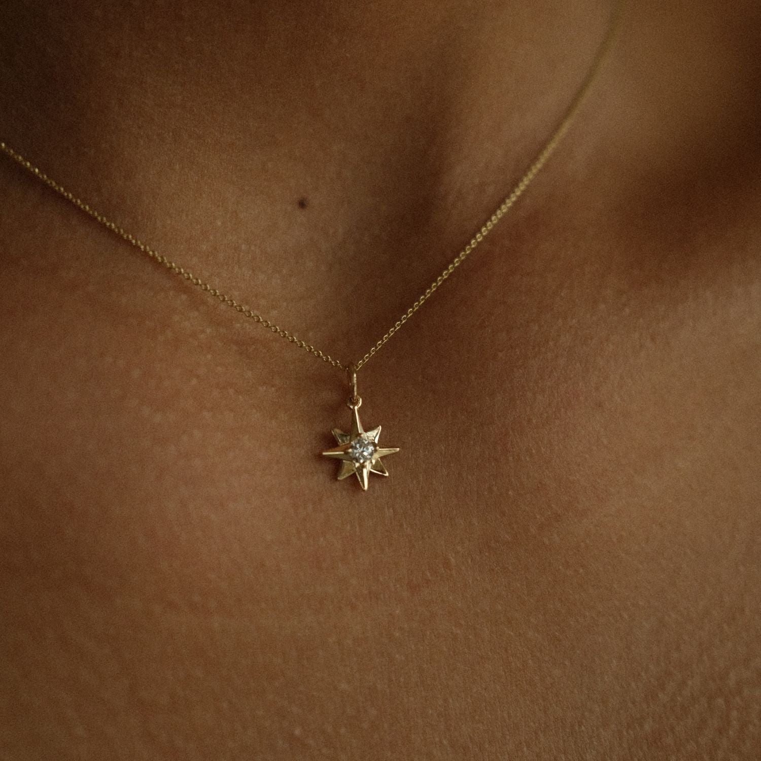 Poolster hanger 14k goud