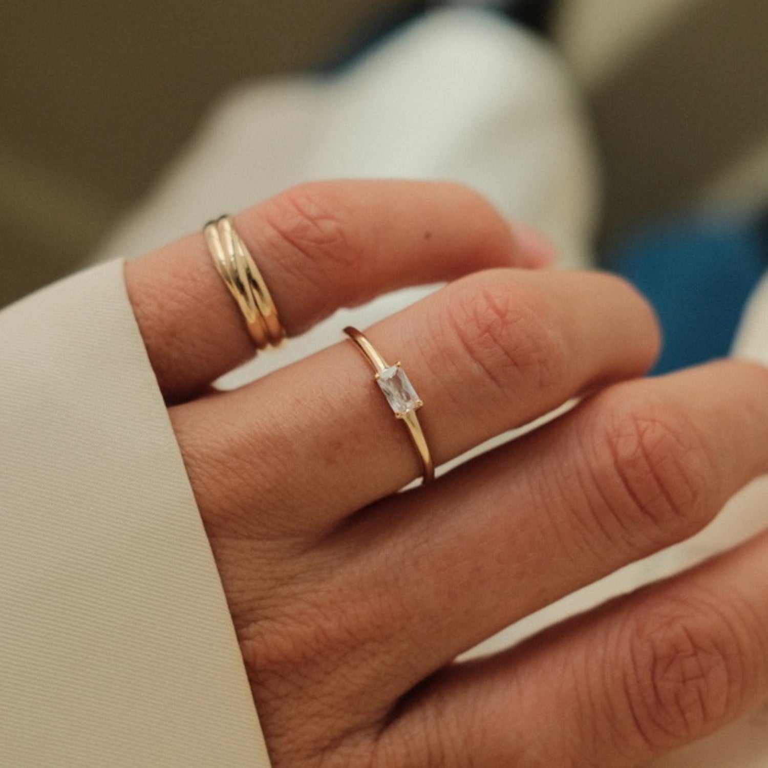 Ring met baguette steen goud