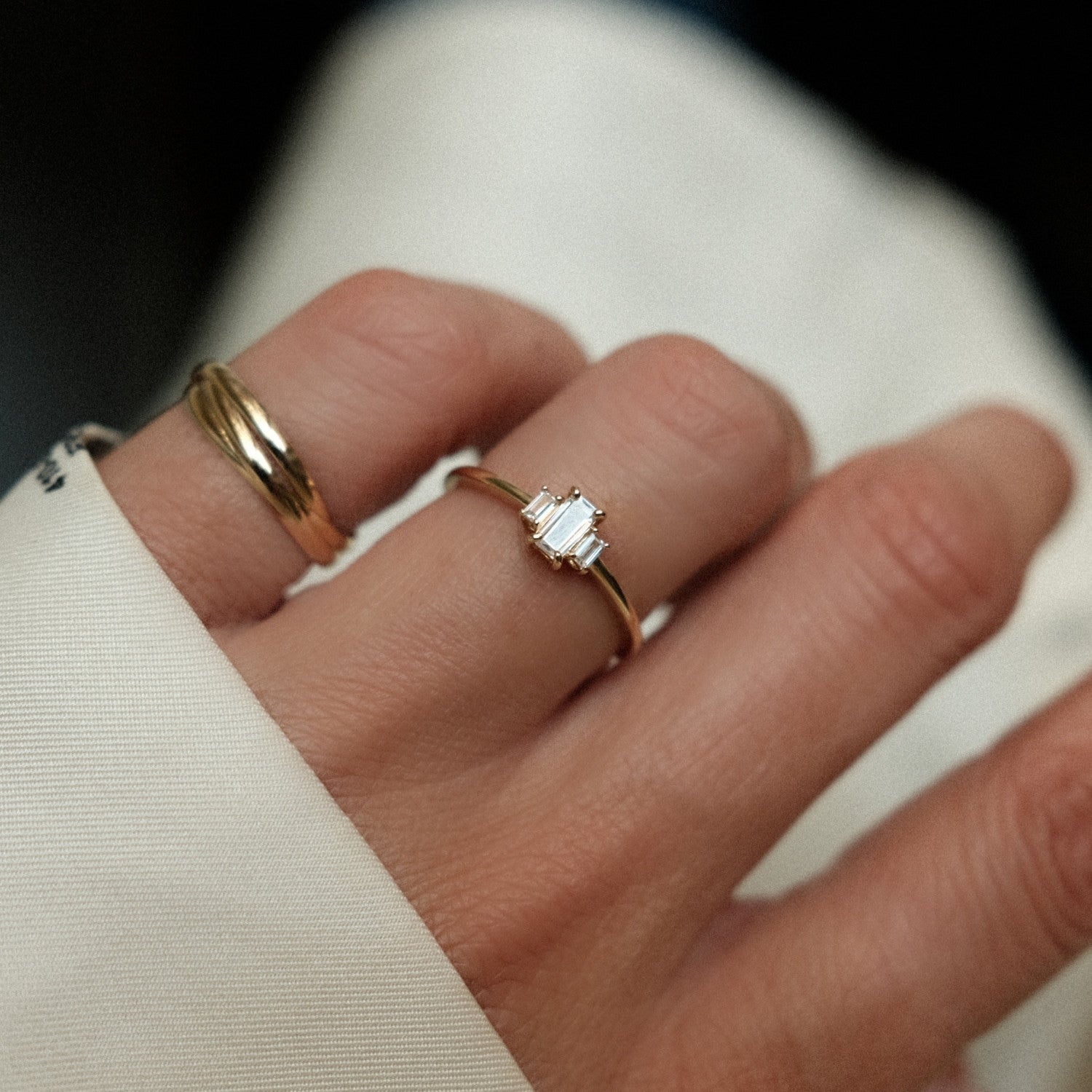 Ring met drie baguette kristallen