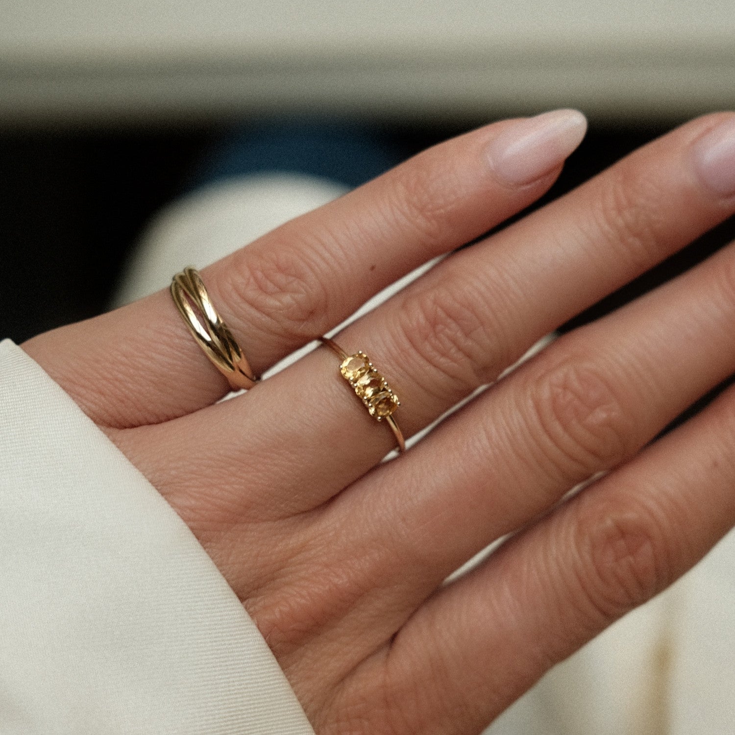 Ring met drie citrien stenen