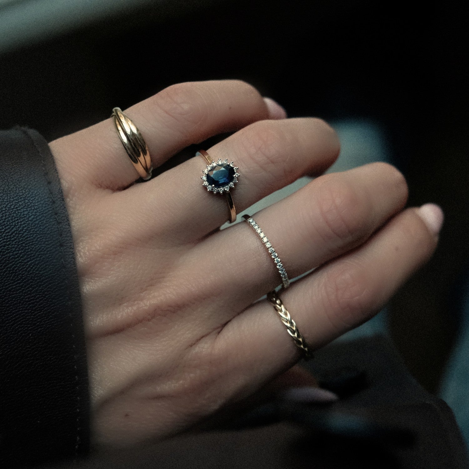 Ring stack met diamant en lady di