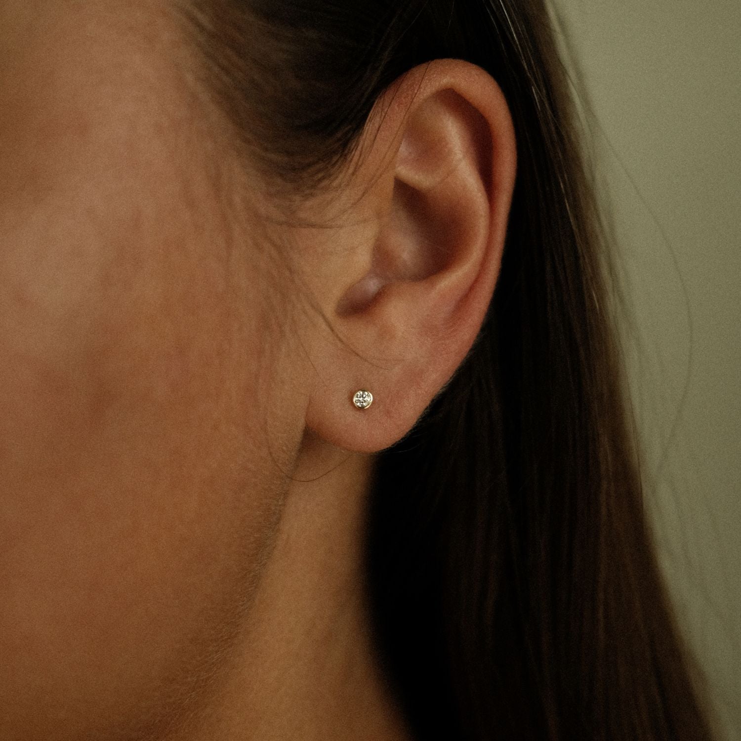 Ronde diamant studs 14k