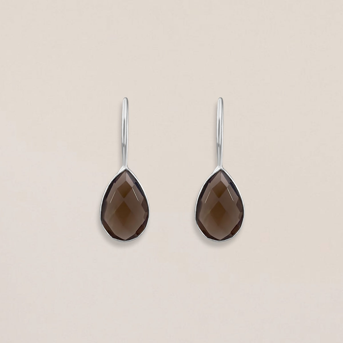 Silver Smokey Quartz Earrings | Oro Jewels