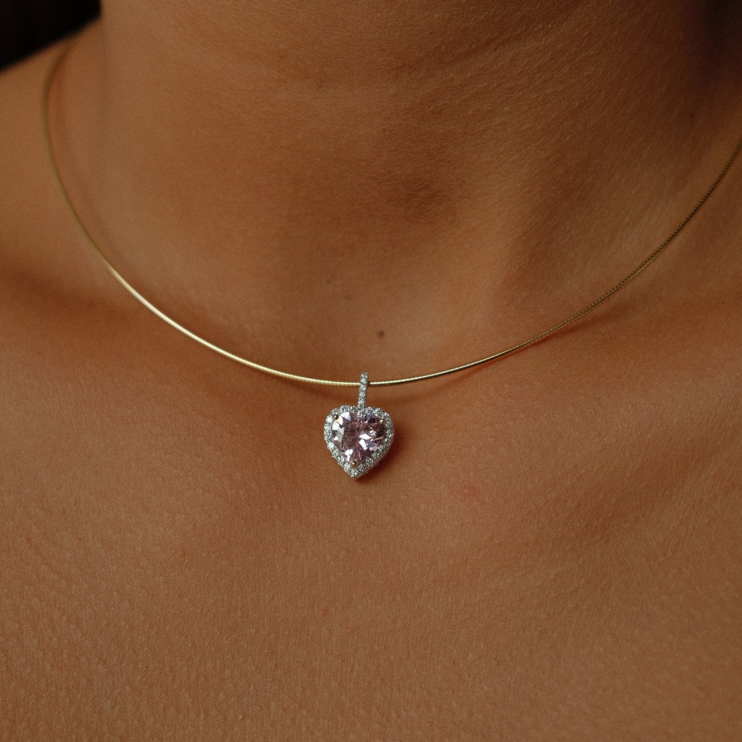 Roze kristal hart hanger