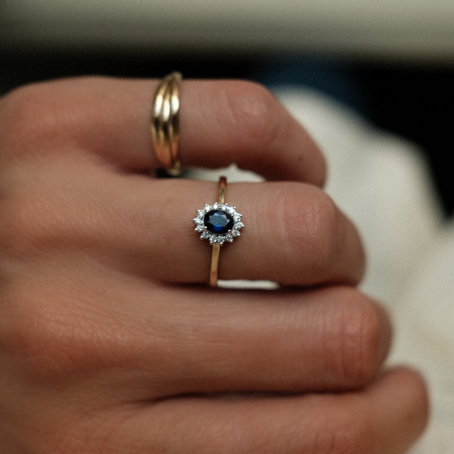 Saffier en diamant lady di ring