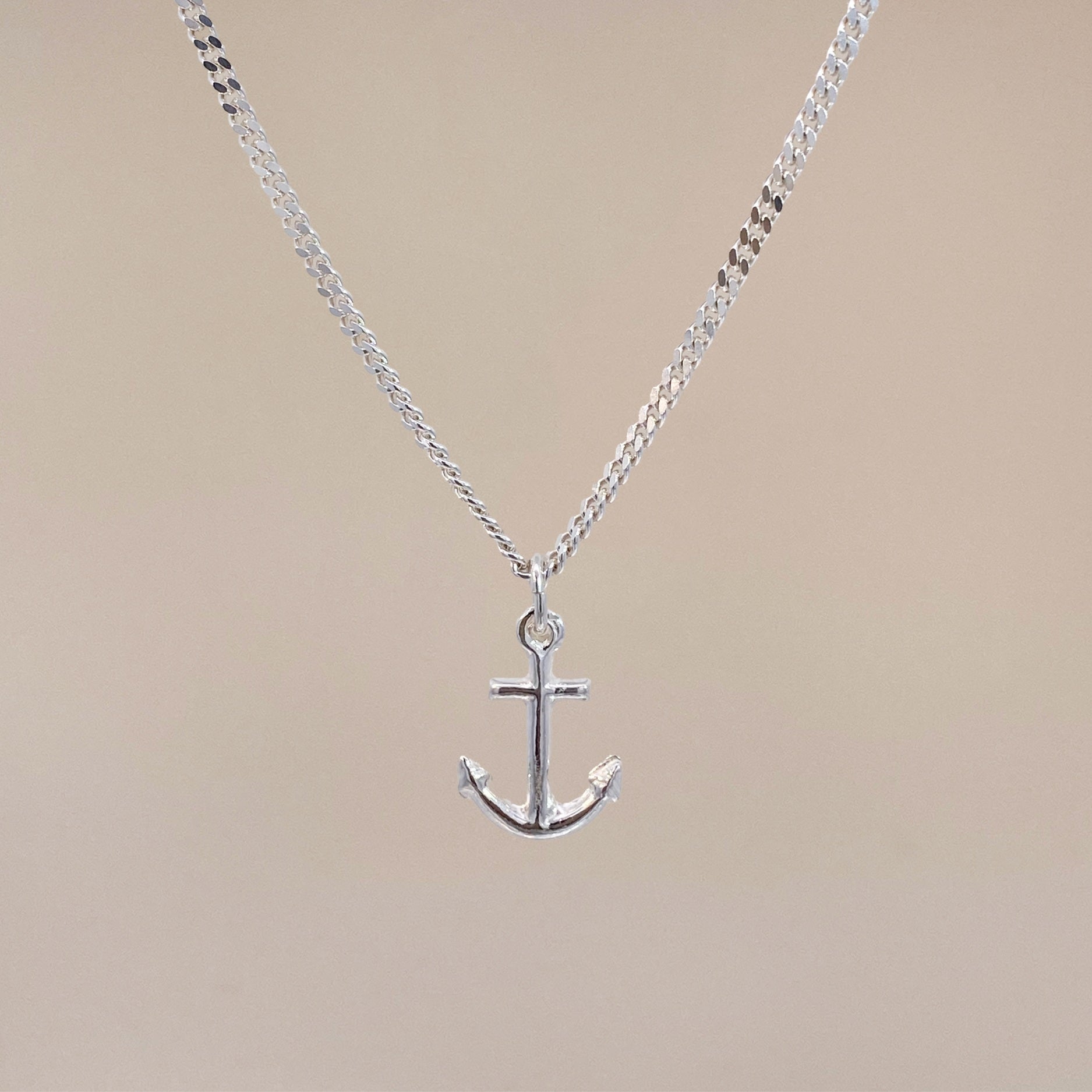 Silver Anchor Charm Necklace