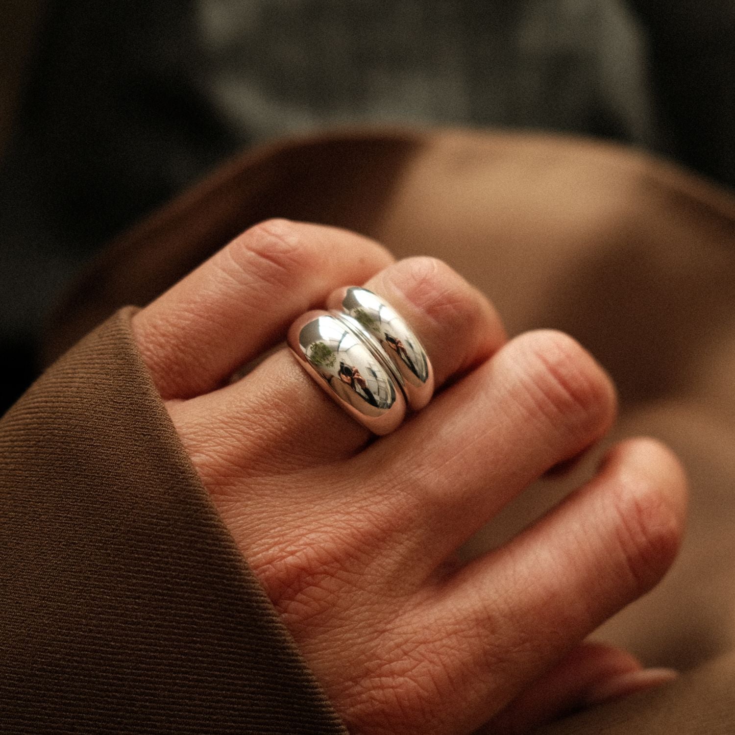 Silver Balloon Ring Stack Oro