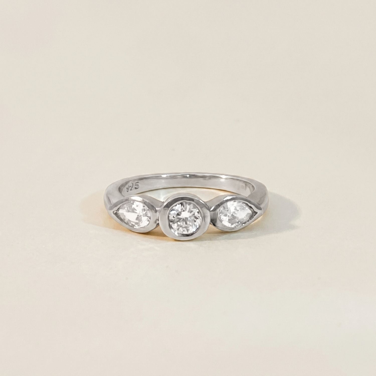 Silver Trio Bezel Pinky Ring