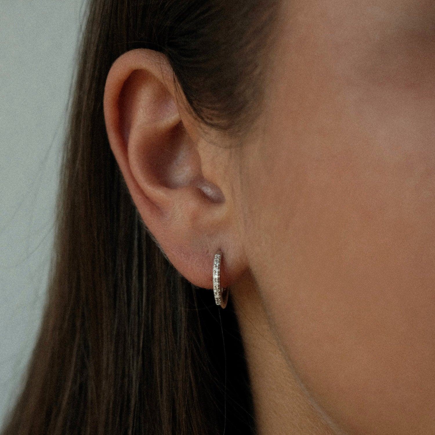 Silver crystal hoops