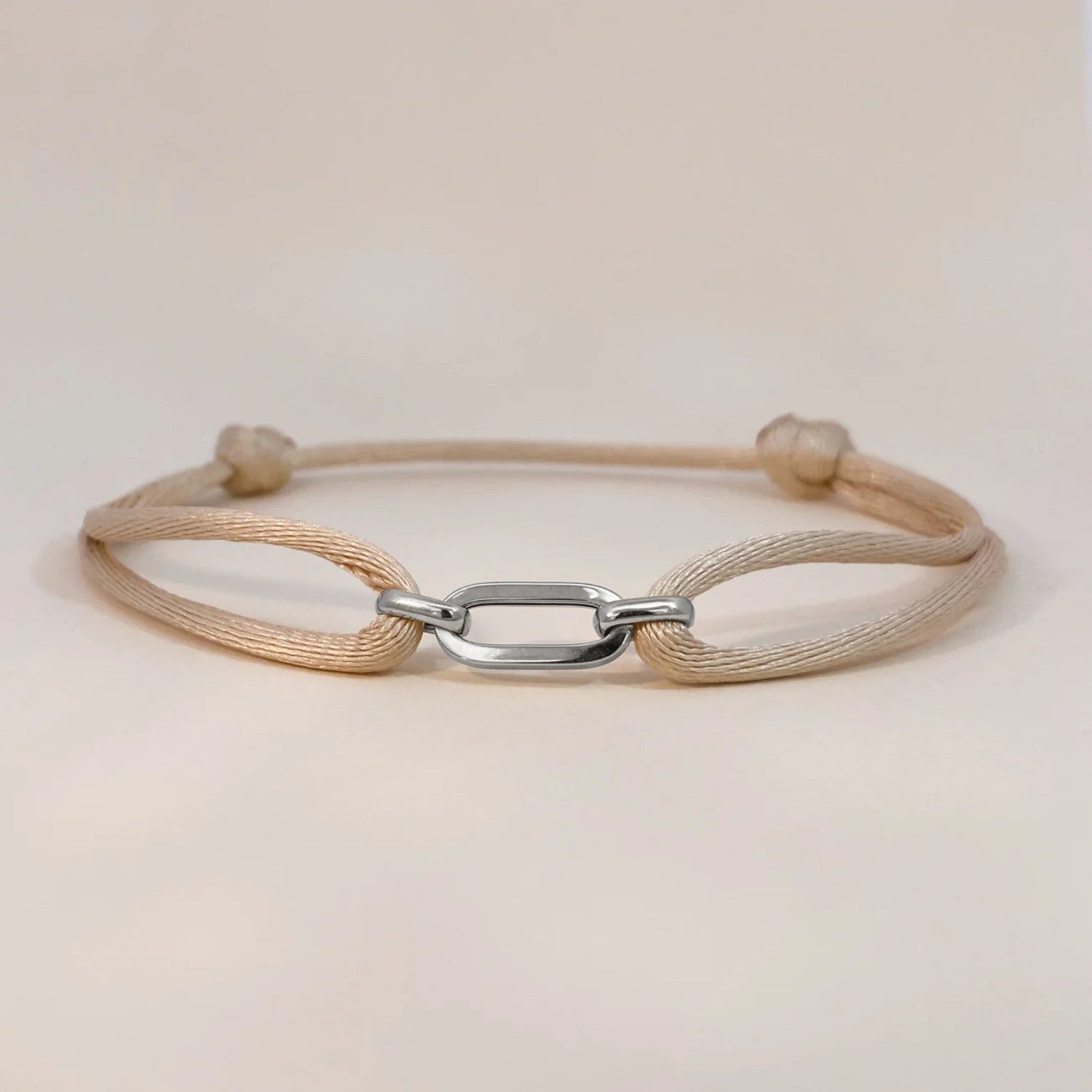 Silver golden link satin bracelet