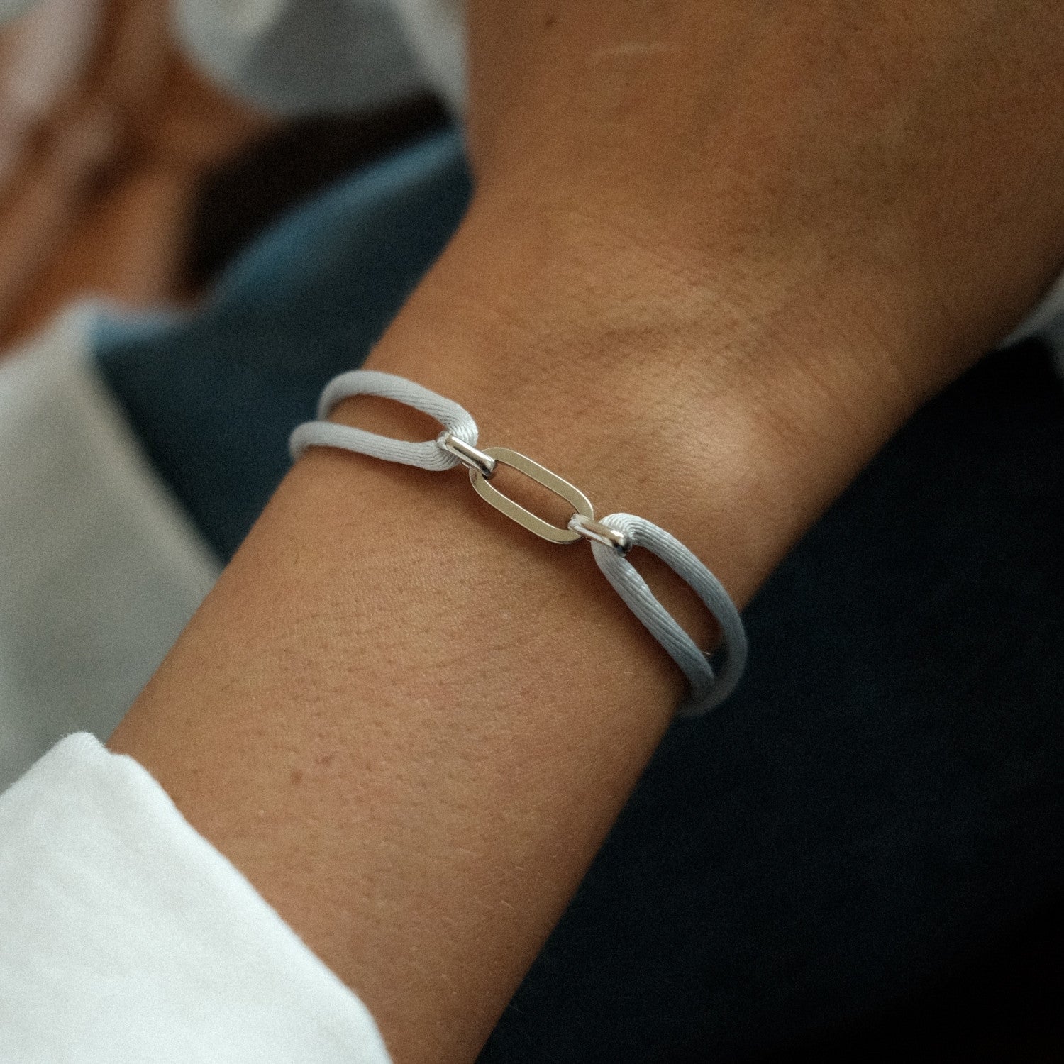 Silver satin bracelet