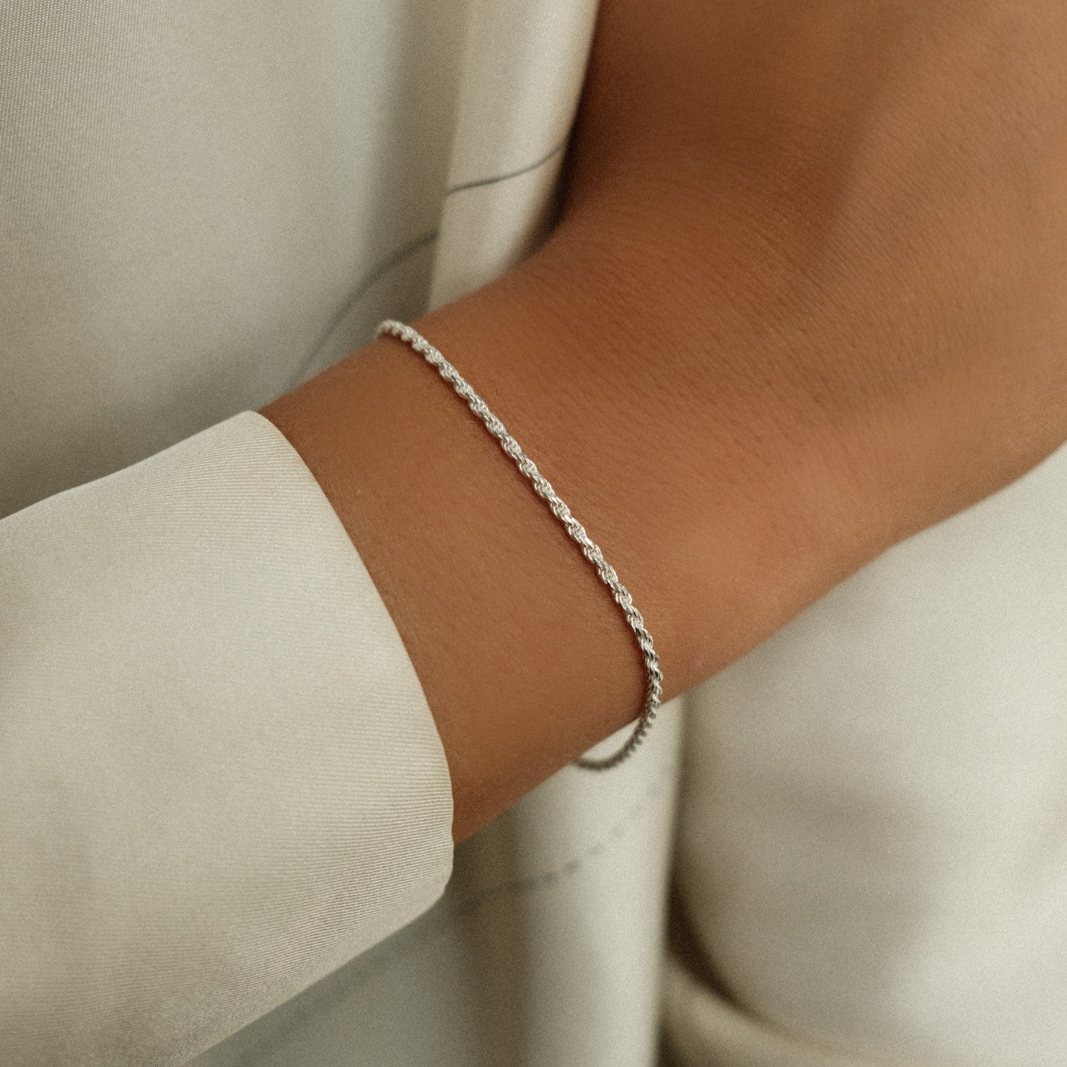 Silver twisted rope bracelet
