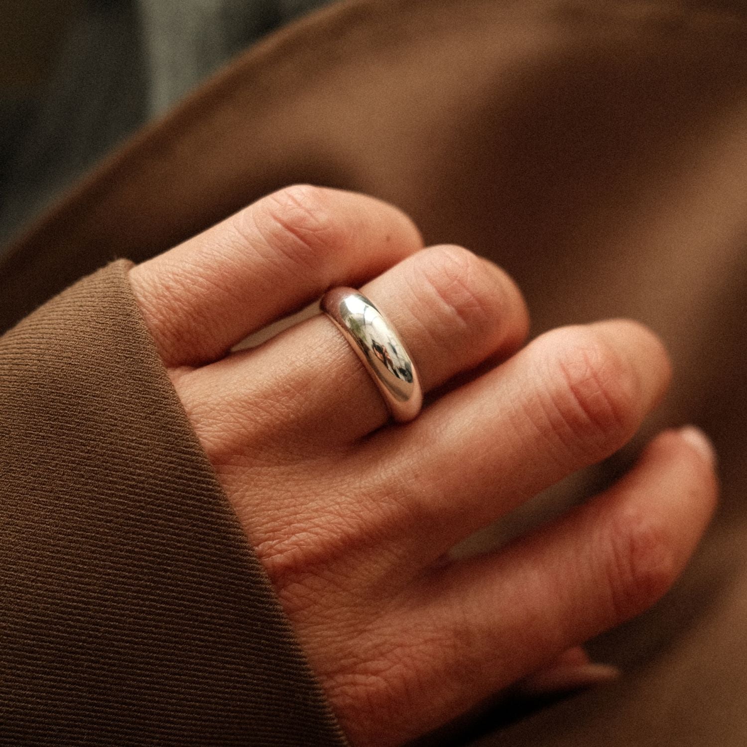 Slim Balloon Ring Oro Silver