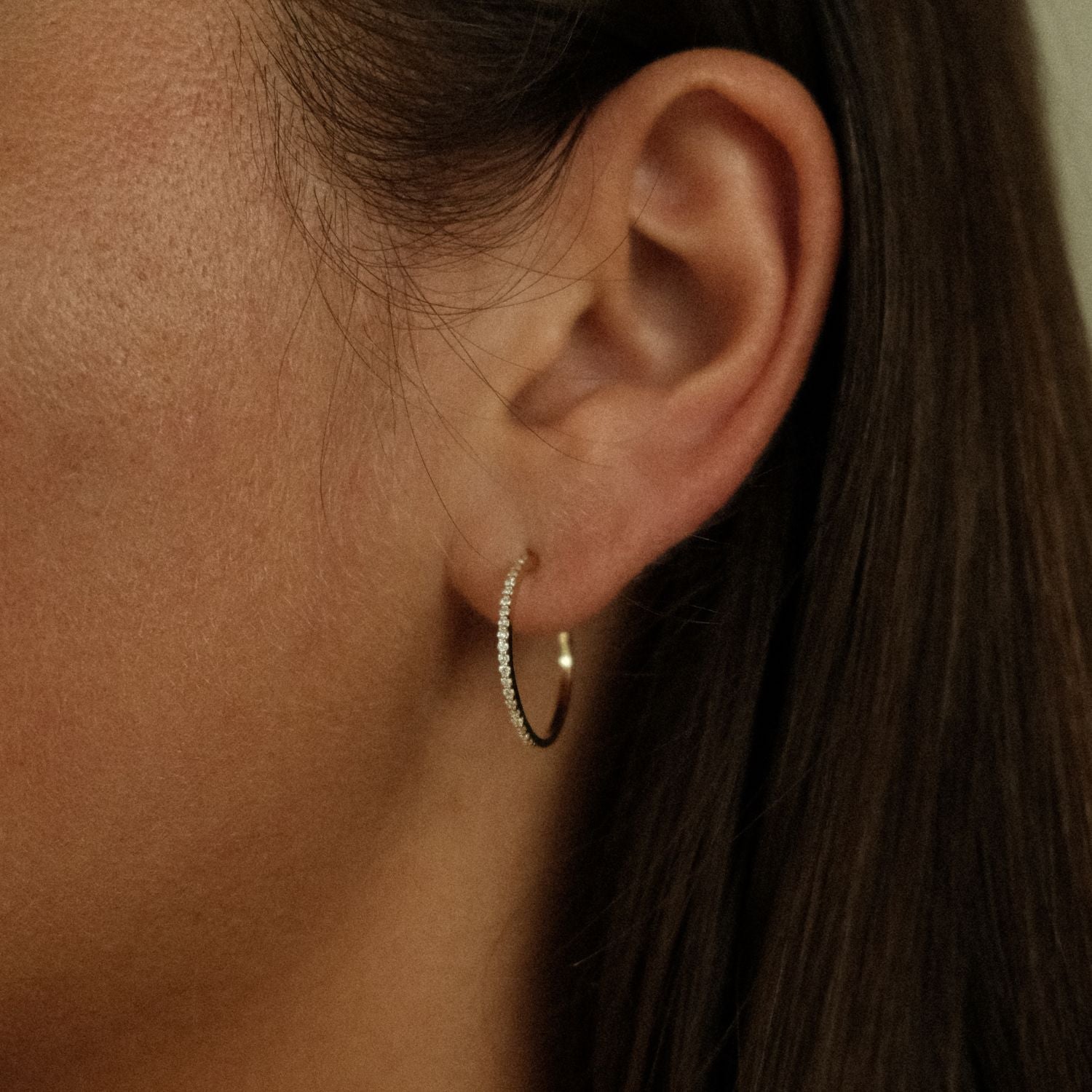 Slim Diamond Hoops Large Gold