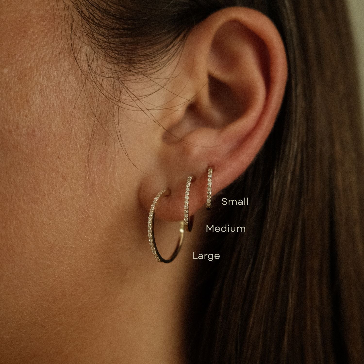 Slim Diamond Hoops S M L