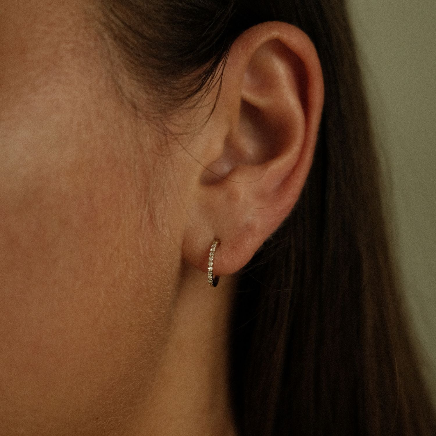 Slim Diamond Hoops Small Gold