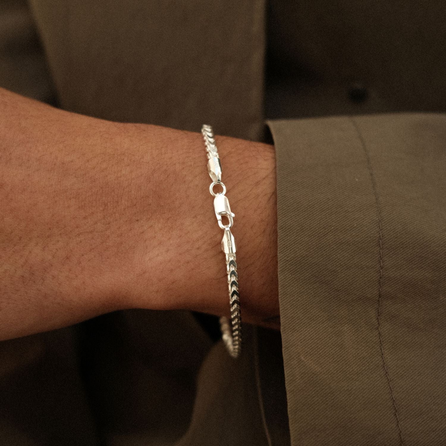 Sluiting Vierkante Gourmet Armband Zilver Heren