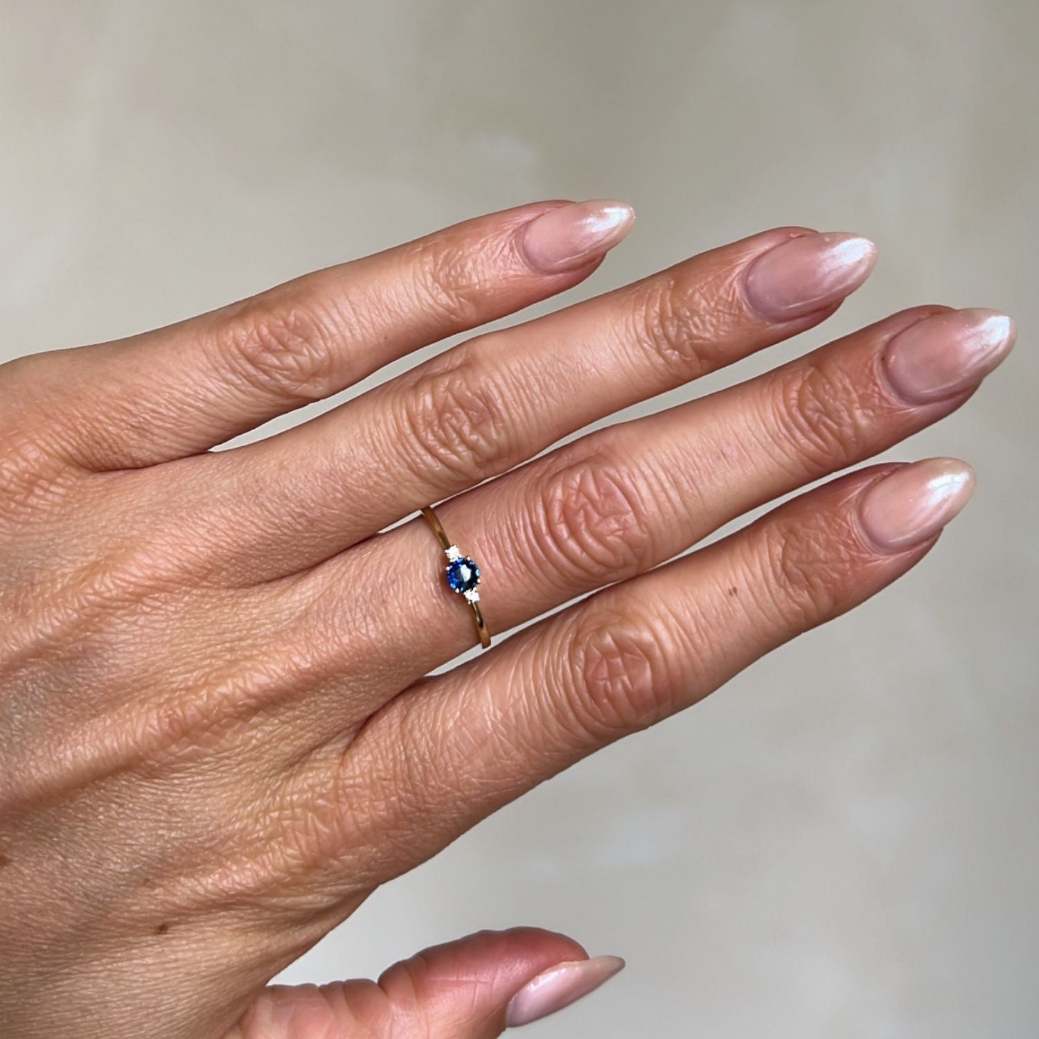 Thin Sapphire Diamonds Ring