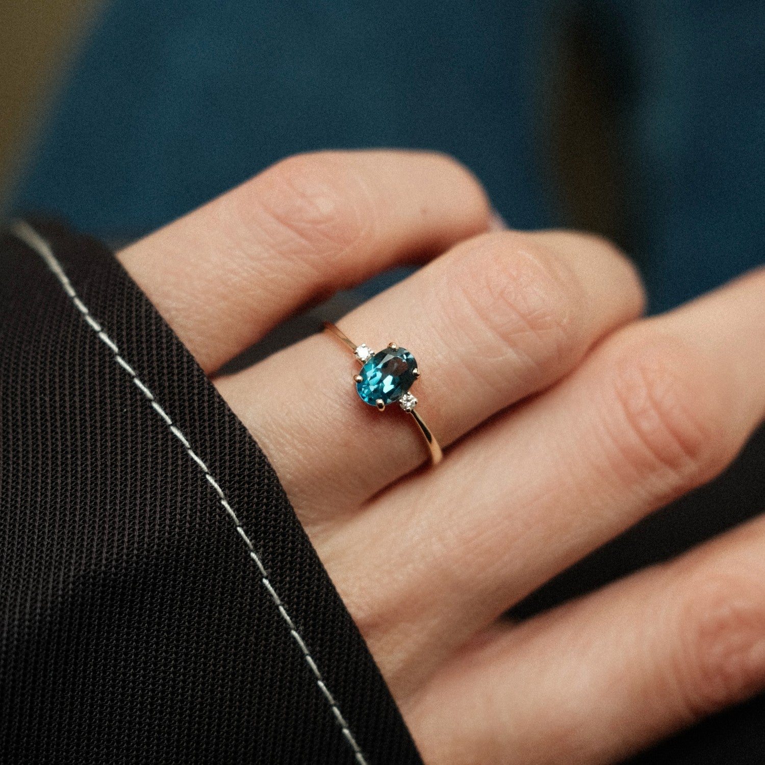 Topaz & Diamonds Trio Ring