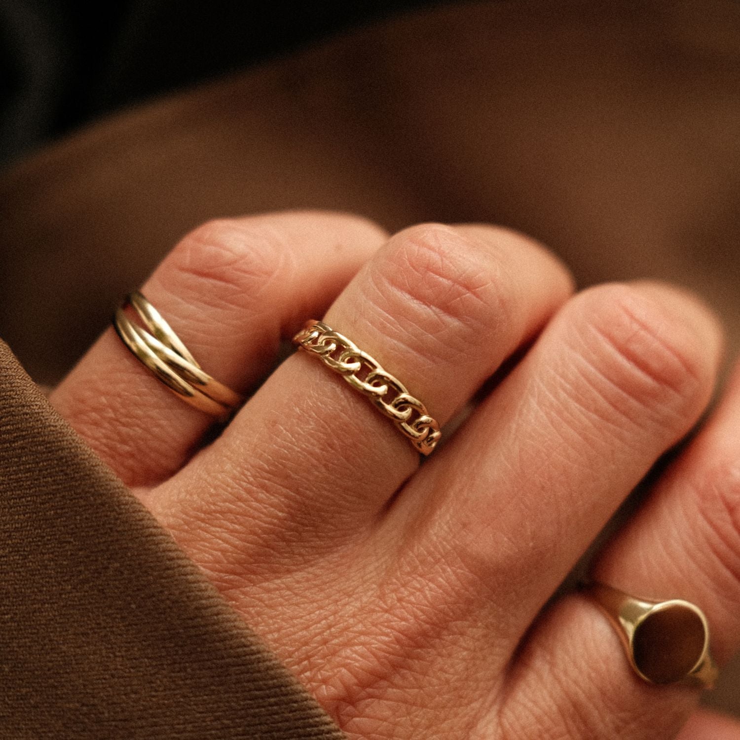 Unieke gouden schakel ring