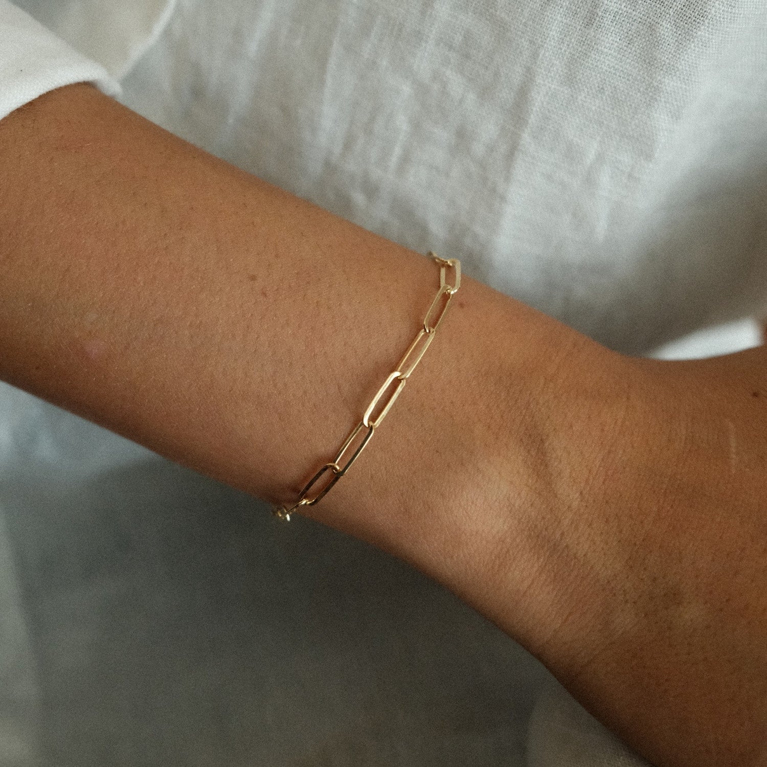 Vergulde paperclip armband