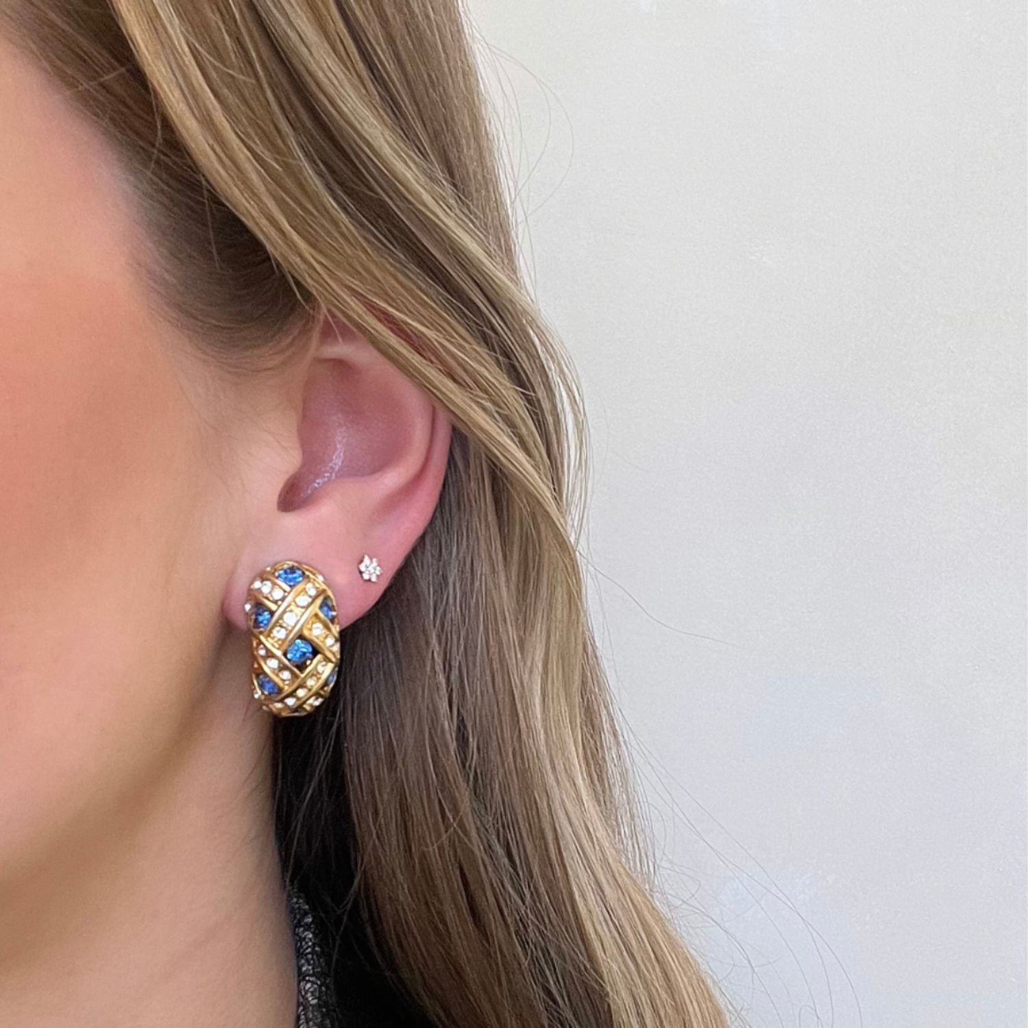 Vintage blue statement earrings