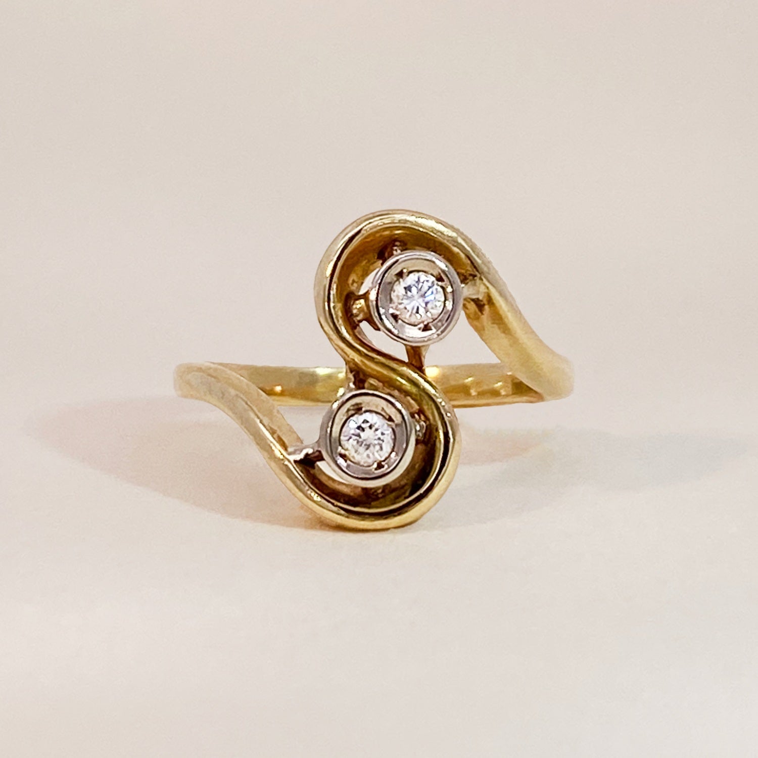Vintage Duo Diamond Golden Ring