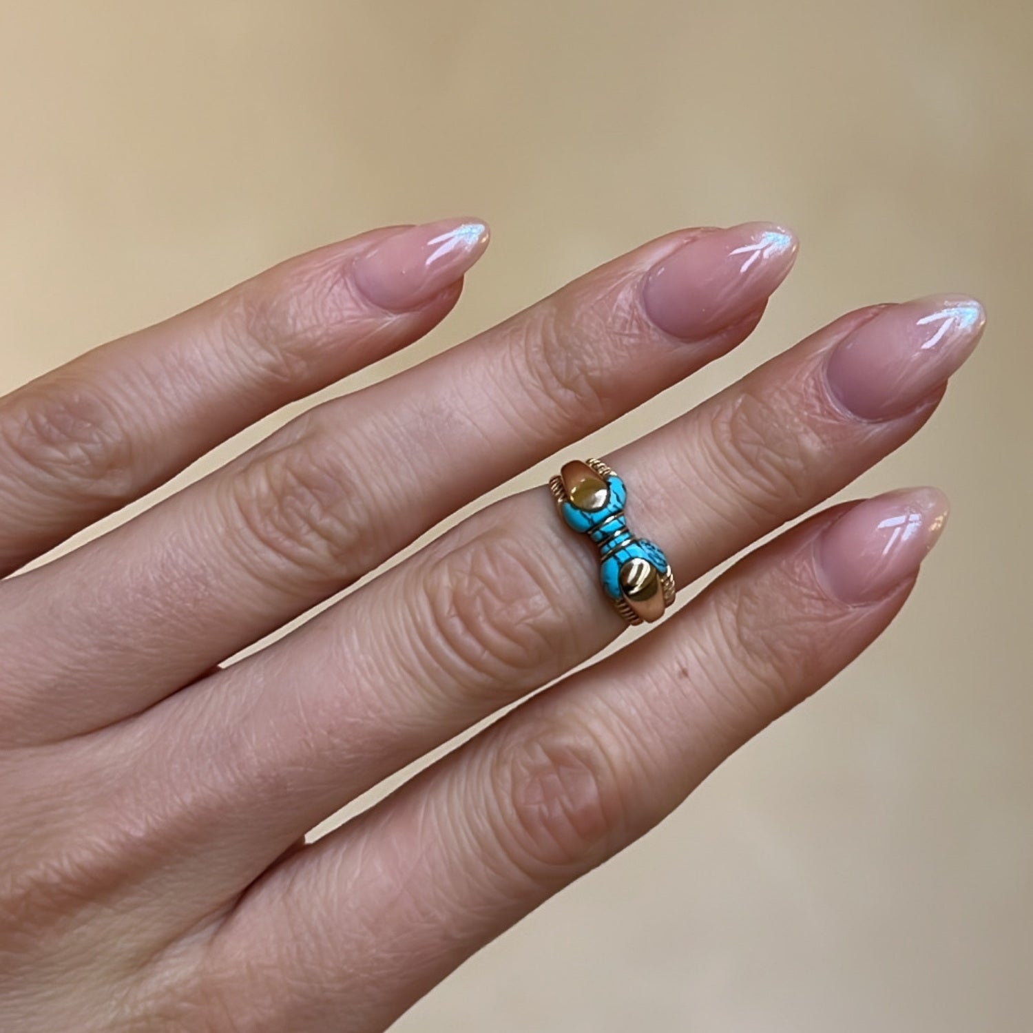 Vintage Goud Turkoois Ring