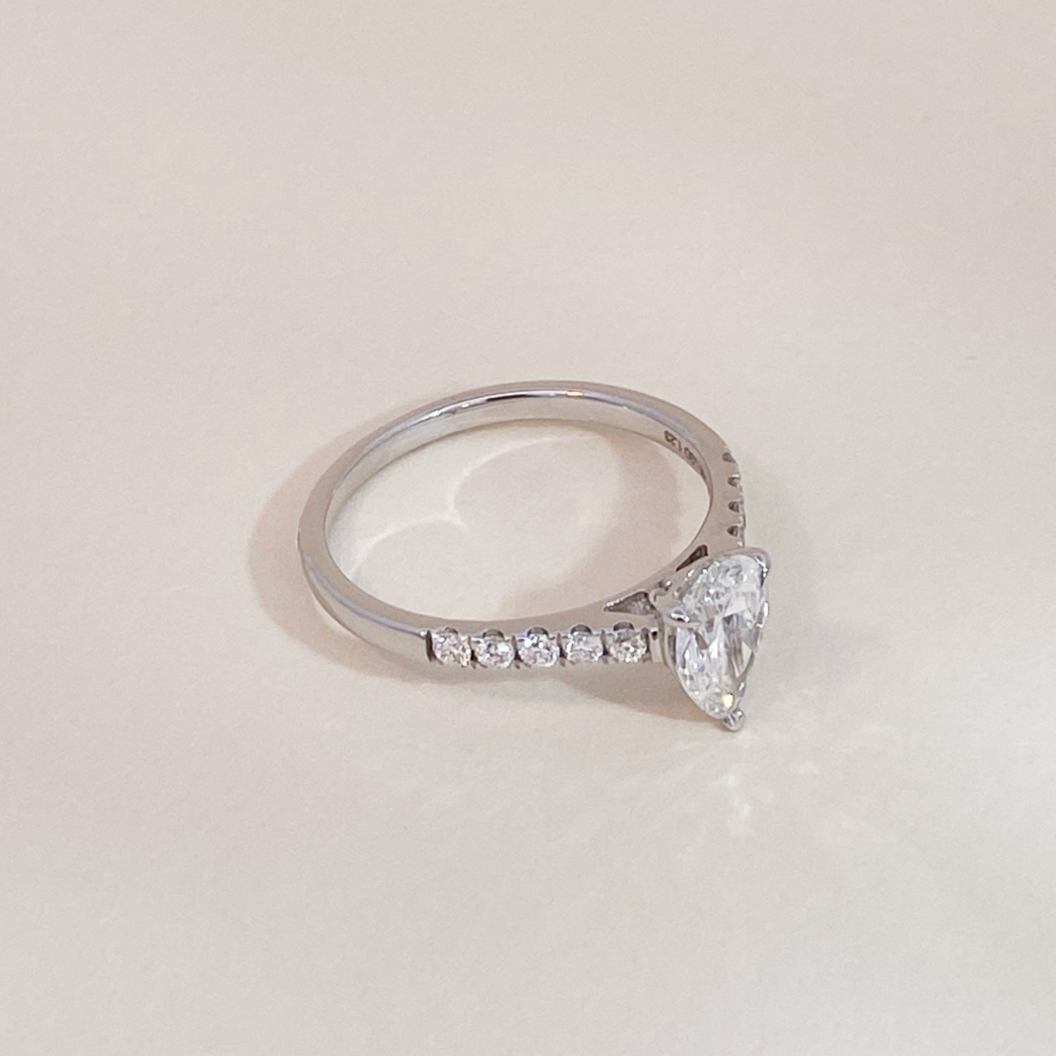 White Gold Pear Diamond Ring