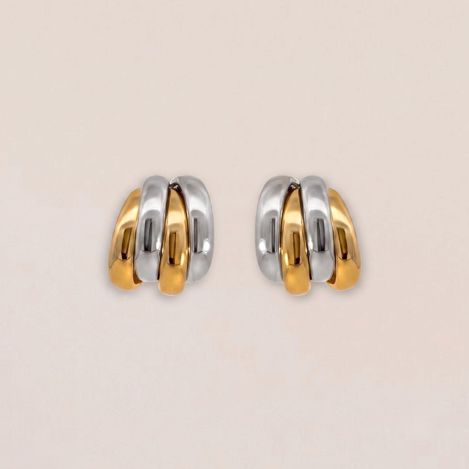 Zilver en Goud Knoop Oorbellen